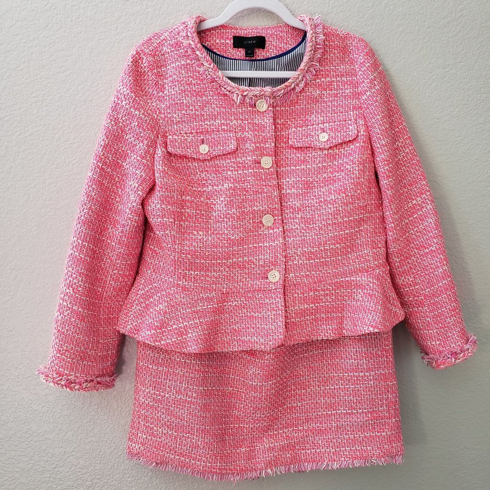 J.Crew pink tweed suit size 12